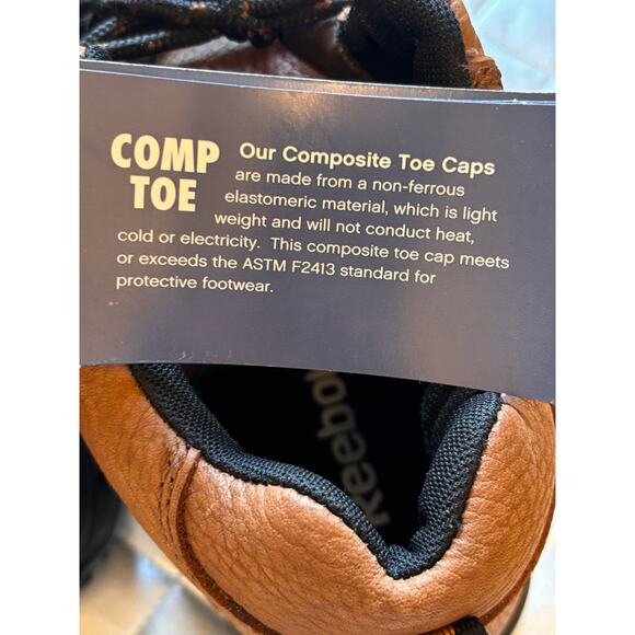 Reebok Waterproof Composite Toe Brown Leather Unisex Hiking Boots M/8.5 W/10.5 - Picture 11 of 12